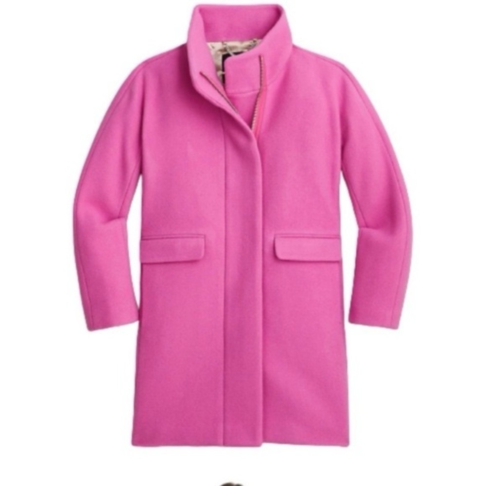 J Crew wool cocoon petite stadium cloth Vibrant Pink Coat